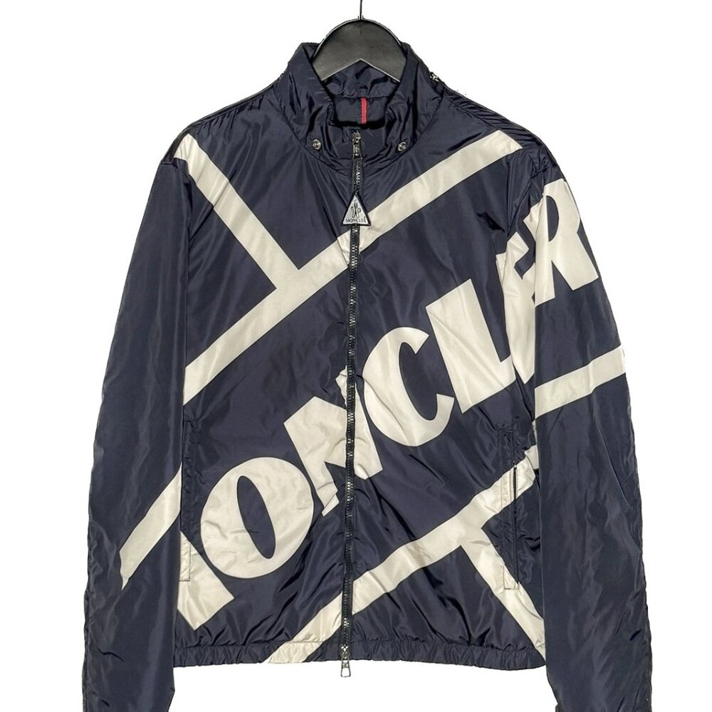 Moncler Navy Blue Logo Bert Down Jacket